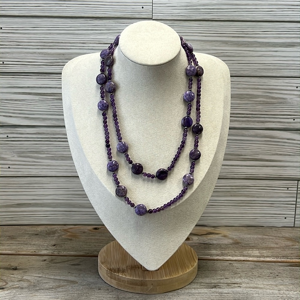 Vintage Amethyst & Silver Bead Necklace